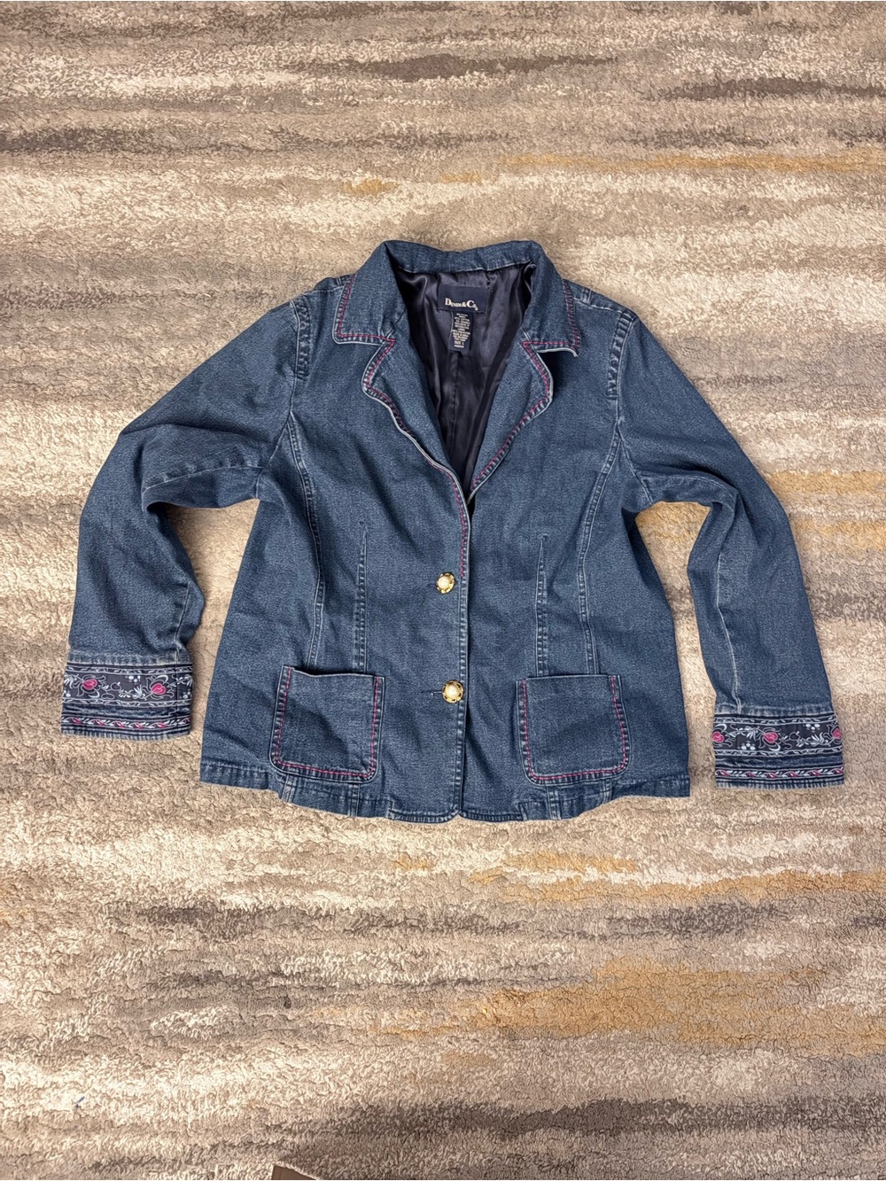 Denim&Co Blue Denim Embroidered Jean Jacket